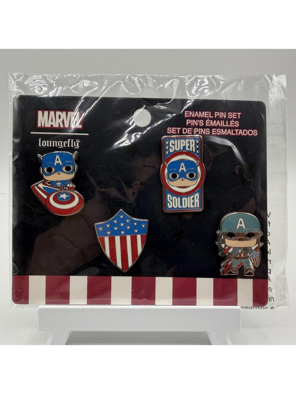Loungefly POP Pins Disney Marvel Captain America Enamel Pin Set 4 Pack